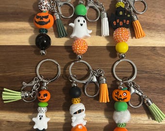 Halloween Ghost Pumpkin Mummy Keychain Purse Charm Bag Tag BookBag Zipper Charm BackPack Keychain Haunted House Ready to Ship