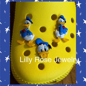 You Choose Set of 3 or Single Donald Duck Inspired Shoe Charms Disney Charms Rubber Clog Charms Ready to Ship