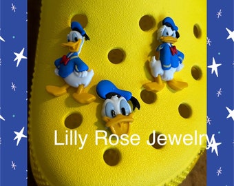 You Choose Set of 3 or Single Donald Duck Inspired Shoe Charms Disney Charms Rubber Clog Charms Ready to Ship