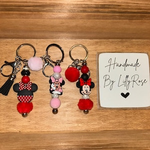 Minnie Inspired Mouse  Keychain Purse Charm Zipper Pull Bag Tag Book Bag Zipper Charm Alien Gift. Ready to Ship Backpack Buddy