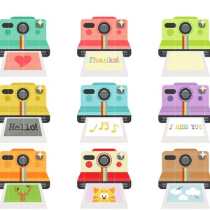 Cámaras antiguas con película, imágenes prediseñadas para álbumes de recortes, fabricación de tarjetas, adornos para cupcakes, manualidades de papel, cortes SVG