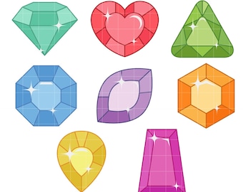 Shiny Gems Digital Clip Art for Scrapbooking Card Making Cupcake Toppers Paper Crafts