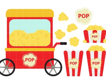 Popcorn Set Digital Clip Art for Scrapbooking Card Making Cupcake Toppers Paper Crafts