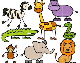 Stick Safari Animals Doodles Digital Clipart for Scrapbooking, Cricut Cut Files, Sublimation, Card Making, Paper Crafts, SVG, PNG, jpg