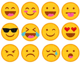 Cute Emoticons Clipart, Collage Sheets for Scrapbooking (SVG, PNG, JPG)