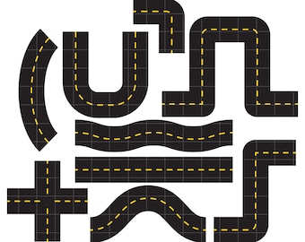 Cute Road Set Digital Clip Art for Scrapbooking Card Making Cupcake Toppers Paper Crafts