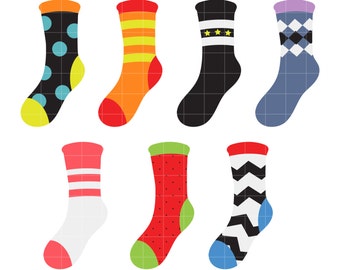 Funky Socken Clipart: Scrapbooking, Cricut, Sublimation (SVG, PNG, JPG)