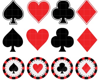 Spielkarte Anzüge Clip Art, SVG, PNG, JPG (Digital Download)