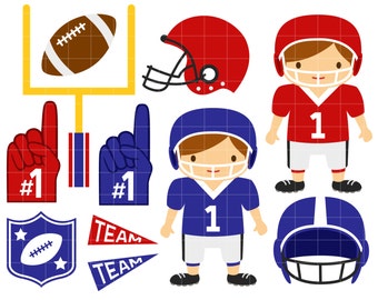 Football Kids Digital Clip Art for Scrapbooking Card Making Cupcake Toppers Paper Crafts