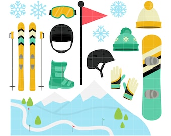 Ski und Snowboard Clipart, Wintersport SVG PNG JPG