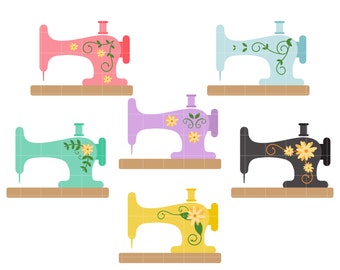 Retro Sewing Machines Digital Clip Art for Scrapbooking Card Making Cupcake Toppers Paper Crafts