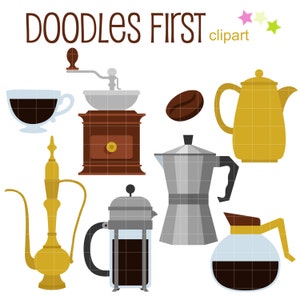 Realizziamo clip art digitali per il caffè per realizzare cartoline di scrapbooking, toppers per cupcake, creazioni in carta