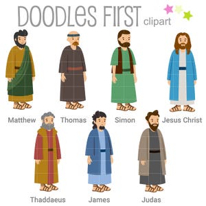 Jesus Christ and 6 of the 12 Disciples Digital Clip Art for Scrapbooking Card Making Cupcake Toppers Paper Crafts