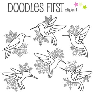 Colibri flocon de neige décrit Clip Art numérique pour Scrapbooking fabrication de cartes Cupcake Toppers papier artisanat