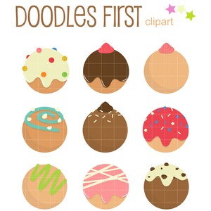 Donutgaatjes Digitale illustraties voor scrapbooking Kaarten maken Cupcake Toppers Paper Crafts