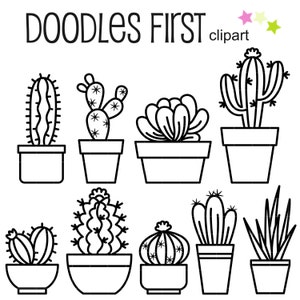 Outline Cactus Digital Clip Art pour Scrapbooking, Junk Journal, Machine de découpe, Sublimation, Fabrication de cartes, Fichiers SVG Cricut et Artisanat en papier
