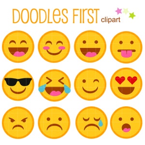 Lindos emoticonos Collage Hojas Clipart para Scrapbooking, Archivos de corte Cricut, Sublimación, Fabricación de tarjetas y pegatinas, Artesanías de papel, SVG, PNG, jpg