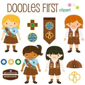 Brownie Girl Scout Clip Art for Scrapbooking Card Making Cupcake Toppers Paper Crafts