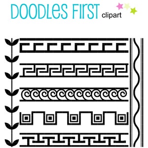 Style grec frontières Digital Clip Art pour Scrapbooking fabrication de cartes Cupcake Toppers papier artisanat