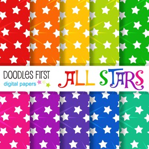 All Stars Seamless Digital Paper Pack bevat 10 voor scrapbookingpapier ambachten, sublimatie, digitale papers, achtergronden, SVG, PNG, jpg