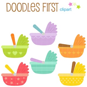 Conjunto de porta-bebês Clip Art digital para scrapbooking cartão fazendo cupcake toppers artesanato de papel