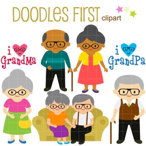 Grands-parents bien-aimés Clipart pour Scrapbooking, Cricut Cut Files, Sublimation, Fabrication de cartes et d’autocollants, Artisanat en papier, SVG, PNG, jpg