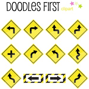 Znaki drogowe - strzałki, cyfrowe grafiki do scrapbookingu, tworzenia kartek, ozdób na babeczki, papierowych rękodzieł