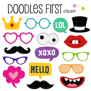 Photo Booth Requisiten Digital Clip Art für Scrapbooking Kartenherstellung Cupcake Toppers Papier Handwerk