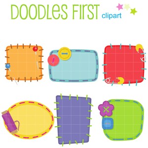 Sewn Patch Frames Digital Clip Art for Scrapbooking Card Making Cupcake Toppers Paper Crafts