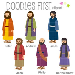 6 of the 12 Disciples Digital Clip Art for Scrapbooking Card Making Cupcake Toppers Paper Crafts image 1