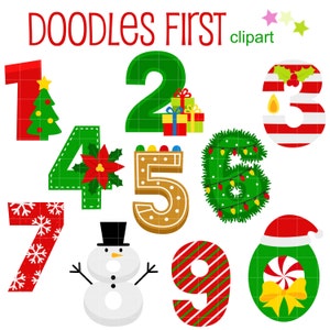 Kerstnummers digitale clipart voor scrapbooking, journaling, Cricut Cut-bestanden, sublimatie, kaart maken, papierambachten, SVG, PNG, jpg