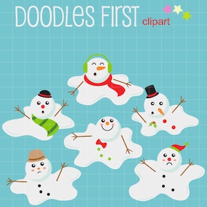 Melting Snowmen Clip Art for Scrapbooking Card Making Cupcake Toppers Paper Crafts