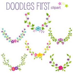 Springtime Wreaths Digital Clip Art for Scrapbooking Card Making Cupcake Toppers Paper Crafts