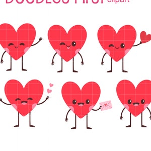 Słodka postać serca, kawaii serce, clipart do scrapbookingu, tworzenie kartek, ozdoby na babeczki, papierowe rzemiosło
