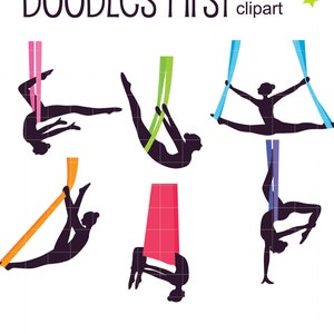 Aerial Yoga Silhouette Digital Clip Art for Scrapbooking Card Making Cupcake Toppers Paper Crafts