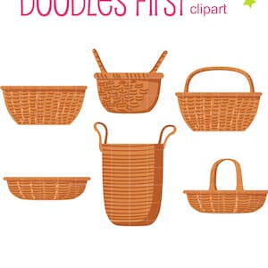 Collezione di cestini di vimini ClipArt digitali per la creazione di biglietti di scrapbooking, toppers per cupcake, artigianato in carta