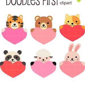 Animals and Hearts Digital Clip Art for Scrapbooking Card Making Cupcake Toppers Paper Crafts