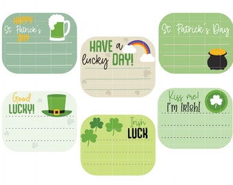 St. Patrick Sticky Note Digital Clip Art for Scrapbooking Card Making Cupcake Toppers Paper Crafts