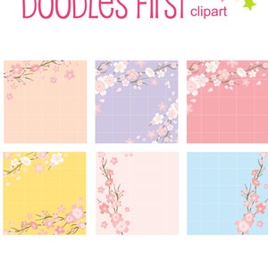 Pastell Kirschblüten Sticky Note Clip Art für Scrapbooking Card Making Cupcake Toppers Paper Crafts