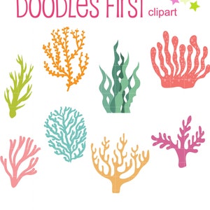 Sea Weeds and Corals Clip Art for Scrapbooking Card Making Cupcake Toppers Paper Crafts