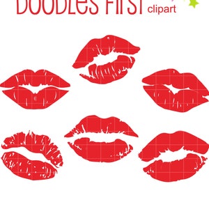 Lipstick Kiss Digital Clip Art for Scrapbooking Card Making Cupcake Toppers Paper Crafts