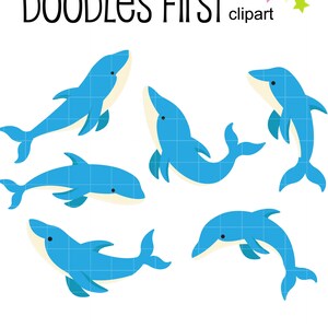 Delfin Pose Set Digital Clipart Set für Scrapbooking Card Making Cupcake Toppers Papier Handwerk