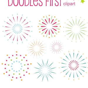 New Year Fireworks Digital Clip Art for Scrapbooking Card Making Cupcake Toppers Paper Crafts
