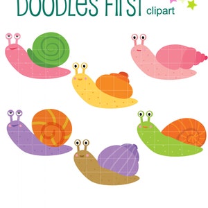 Collezione di lumache ClipArt digitali per la creazione di biglietti di scrapbooking, toppers per cupcake, artigianato in carta