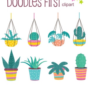 Hangplanten collectie digitale illustraties voor scrapbooking kaarten maken cupcake toppers papier ambachten