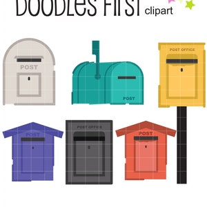 Collezione di diverse cassette postali ClipArt digitali per la creazione di biglietti di scrapbooking, toppers per cupcake, artigianato in carta