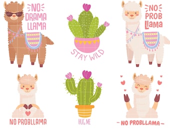Funny Llama Clipart, PNG SVG, Digital Download