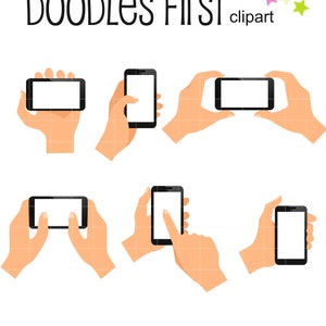Hand hält ein Telefon Digital Clip Art für Scrapbooking Card Making Cupcake Toppers Paper Crafts