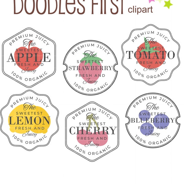 Fruit Juice Labels Digital Clip Art for Scrapbooking Card Making Cupcake Toppers Paper Crafts