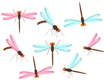 Dragonfly Set Digital Clip Art for Scrapbooking Card Making Cupcake Toppers Paper Crafts